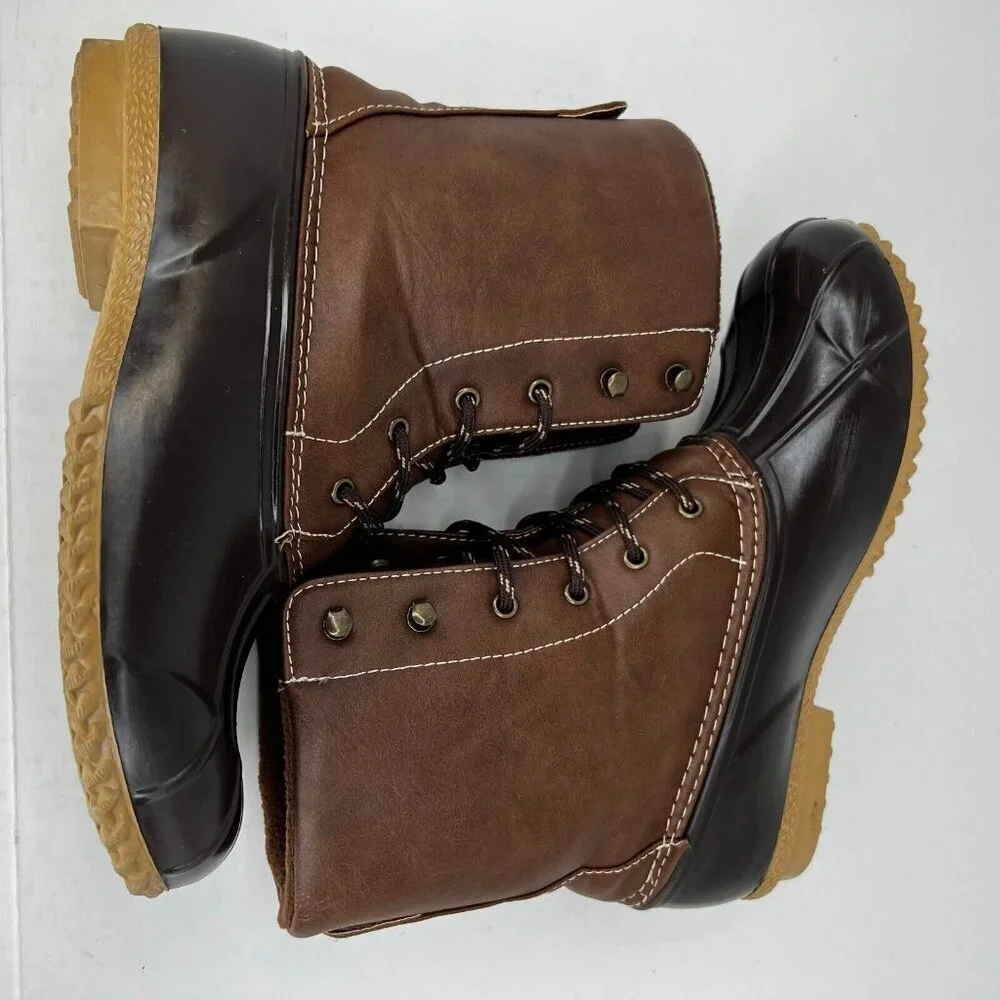 Rampage Womens LS024A Dawnie Brown Waterproof Lace Up Size 8 Rain Duck Boots